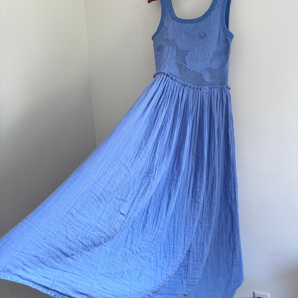 Free People Pearl Flowy Maxi Mesh Dress Small Boho Cottagecore- NWOT - Picture 11 of 16